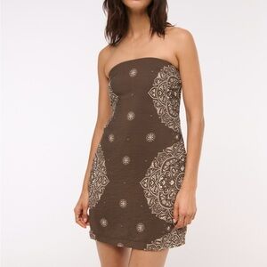 NWT Abercrombie Brown Strapless Skort Dress - size XS